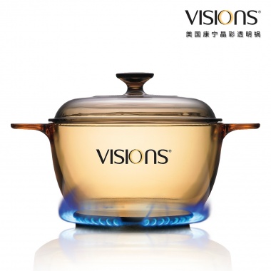 VISIONS 美国康宁晶彩透明锅 2.5升经典汤锅带20cm蒸格组合 VS-2.5+Glass Steamer