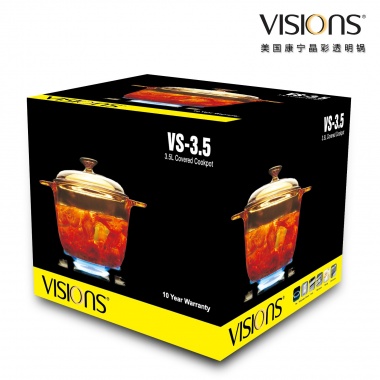 VISIONS 美国康宁晶彩透明锅 3.5公升超耐热透明玻璃汤锅 VS-3.5（3.5L 经典汤锅）